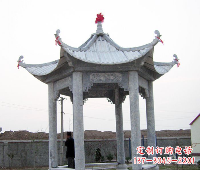 烟台仿古六角石凉亭雕塑