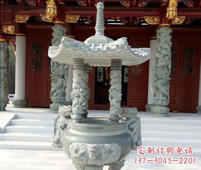 烟台中国古典仿古龙浮雕香炉雕塑