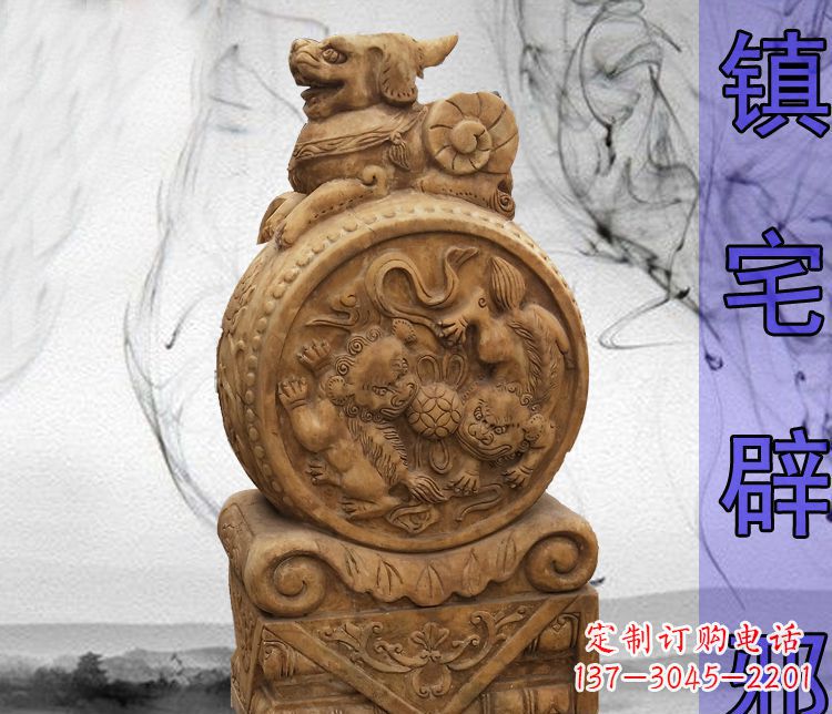 烟台仿古貔貅门墩镇宅辟邪石雕