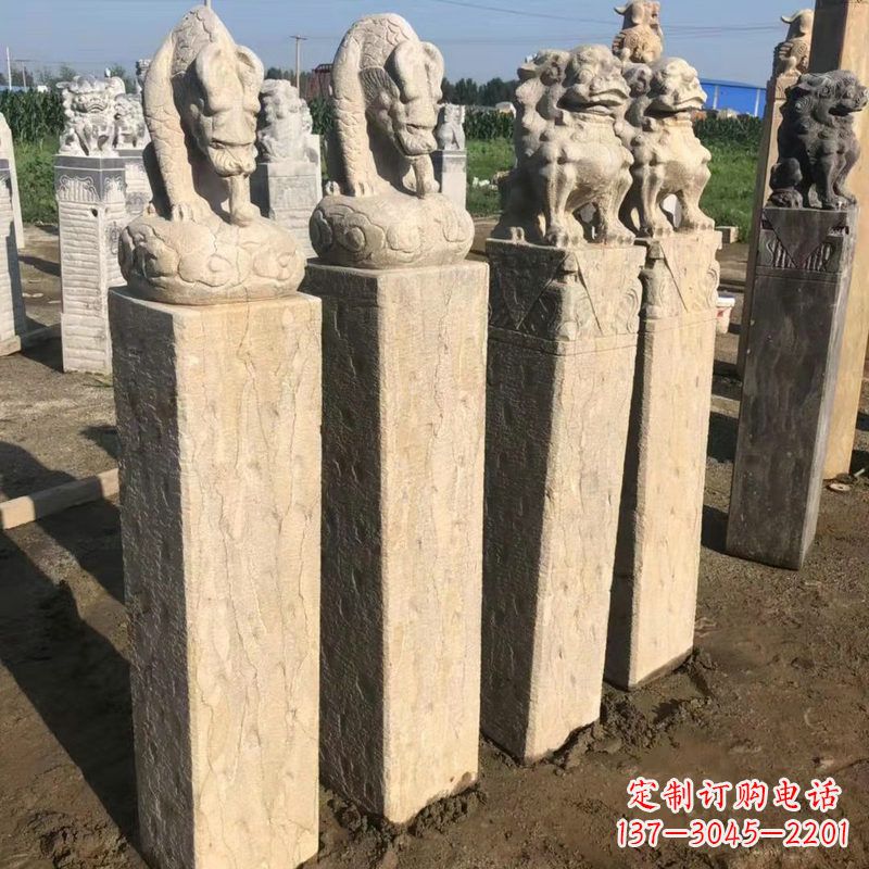 烟台仿古麒麟貔貅栓马柱