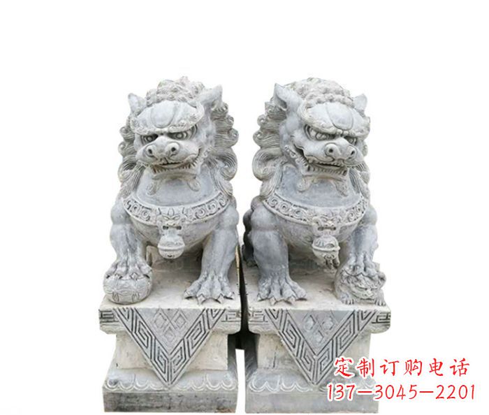 烟台古典雄狮石雕