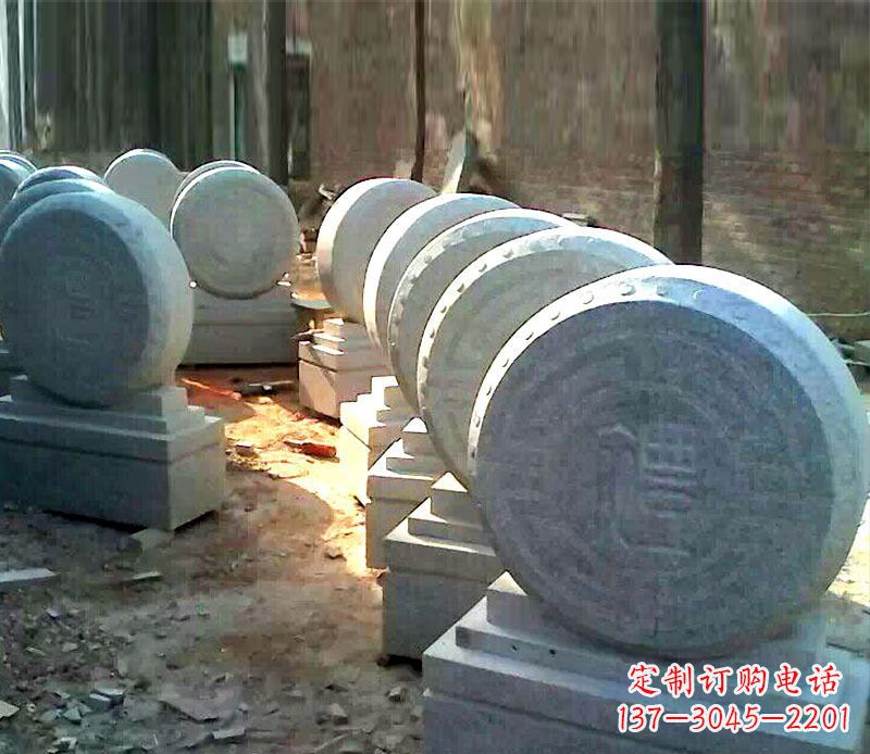 烟台仿古石门墩招财抱鼓石石雕 (2)