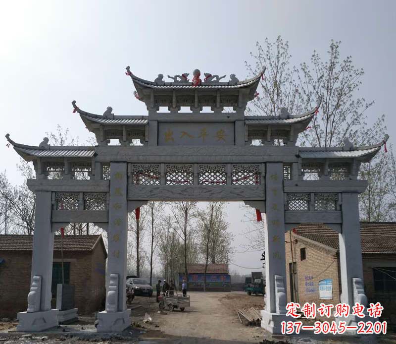烟台仿古石牌坊石雕 (2)