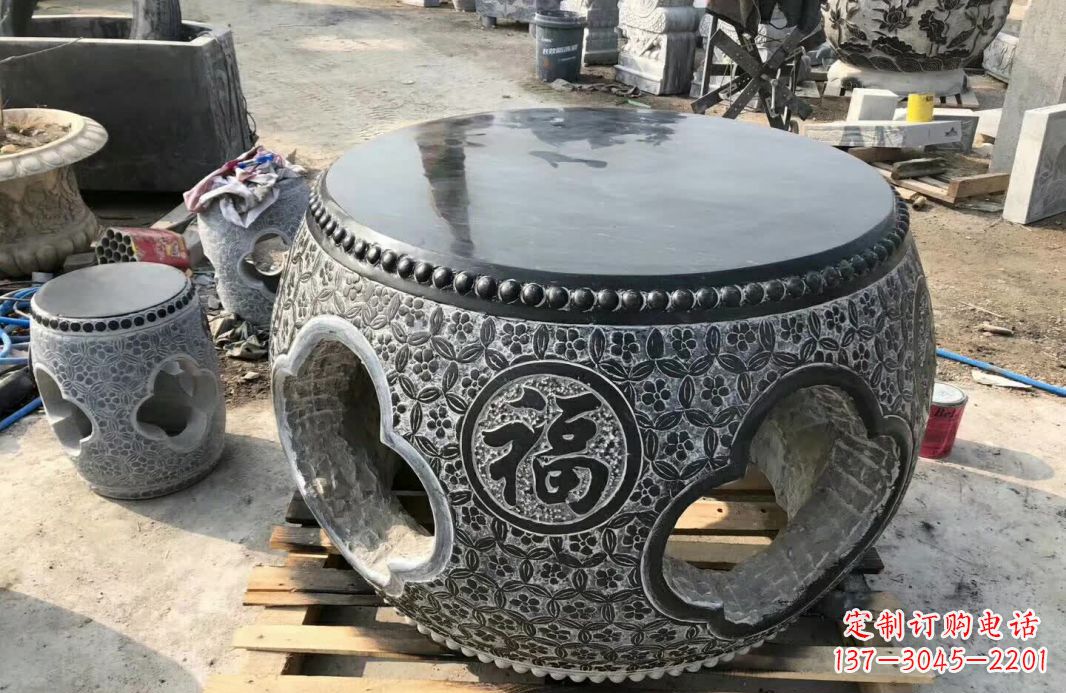 烟台仿古石桌凳 (2)
