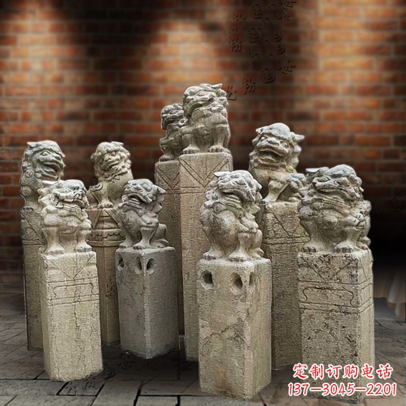 烟台仿古栓马柱雕塑