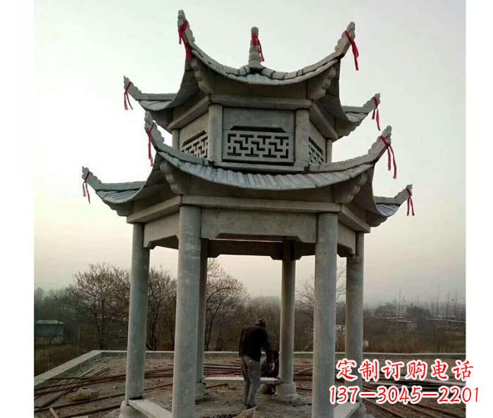 烟台仿古双层石雕凉亭 (4)