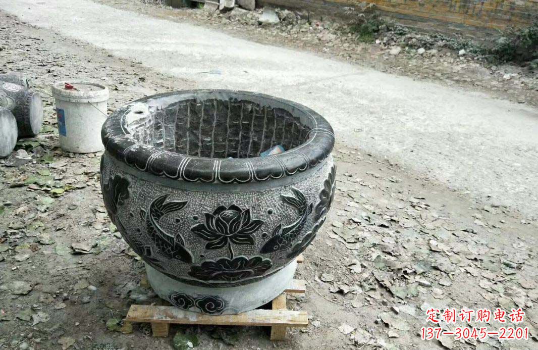 烟台高雅的仿古圆形水缸石雕