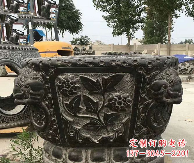 烟台仿古招财水缸石雕 (3)