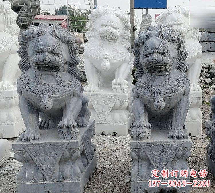 烟台仿古做旧青石雕刻的狮子