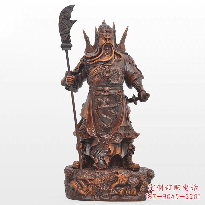 烟台精美关公铜雕像,古朴高雅