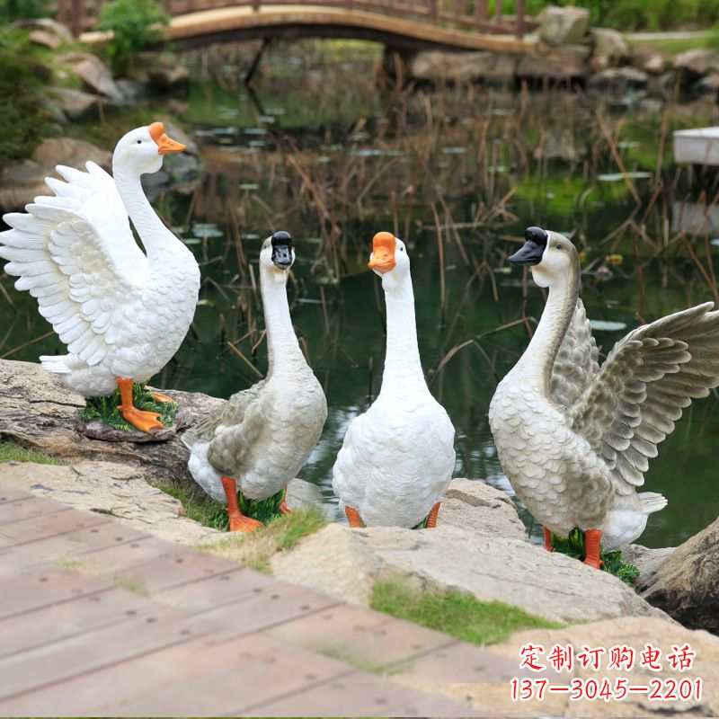 烟台仿真大白鹅摆件花园庭院农场动物雕塑摆件
