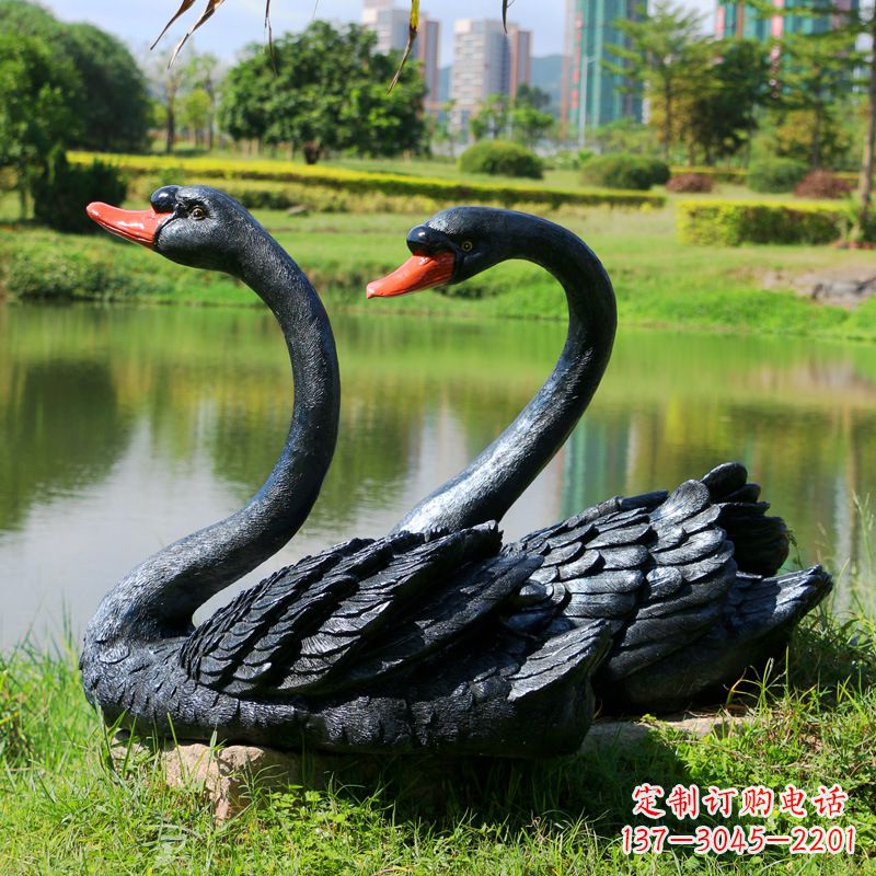 烟台仿真黑天鹅玻璃钢雕塑-公园园林水景装饰动物雕塑