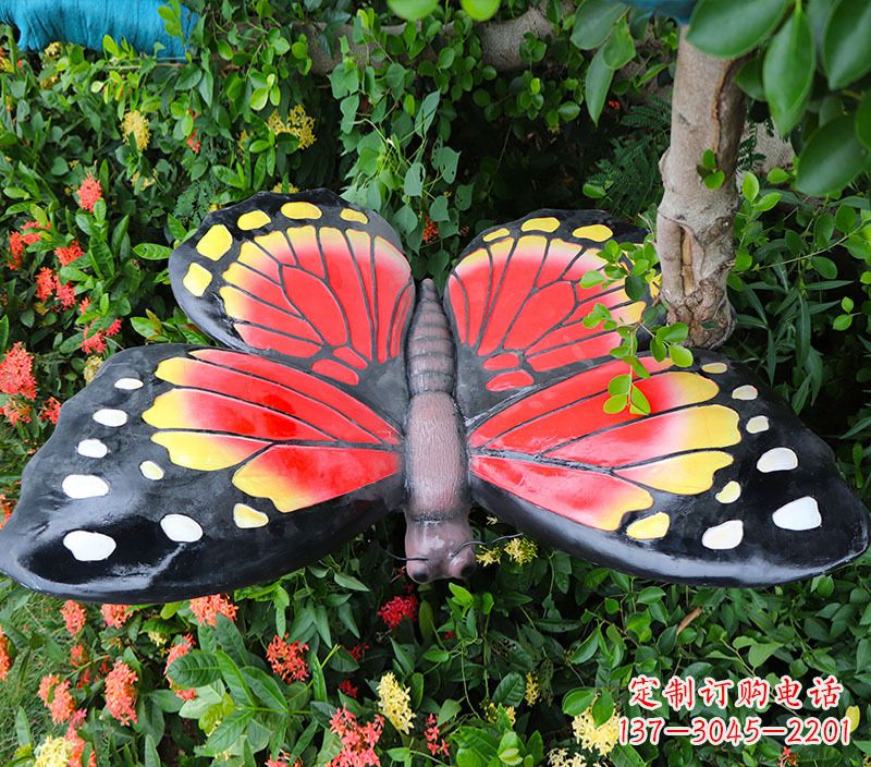 烟台仿真蝴蝶摆草地动物雕塑摆件