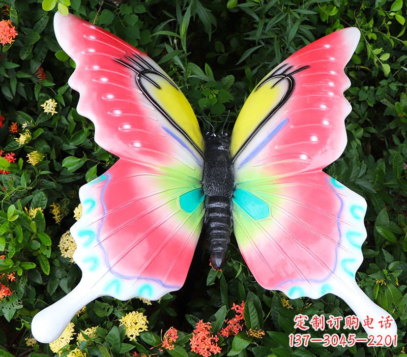 烟台仿真蝴蝶摆件花园园林彩绘动物树脂雕塑