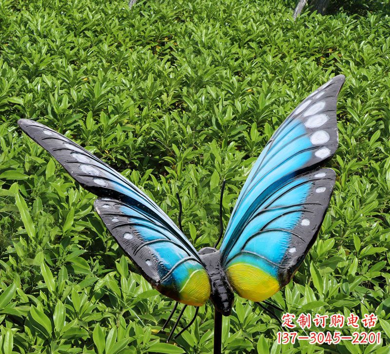 烟台仿真蝴蝶插件,玻璃钢公园昆虫雕塑
