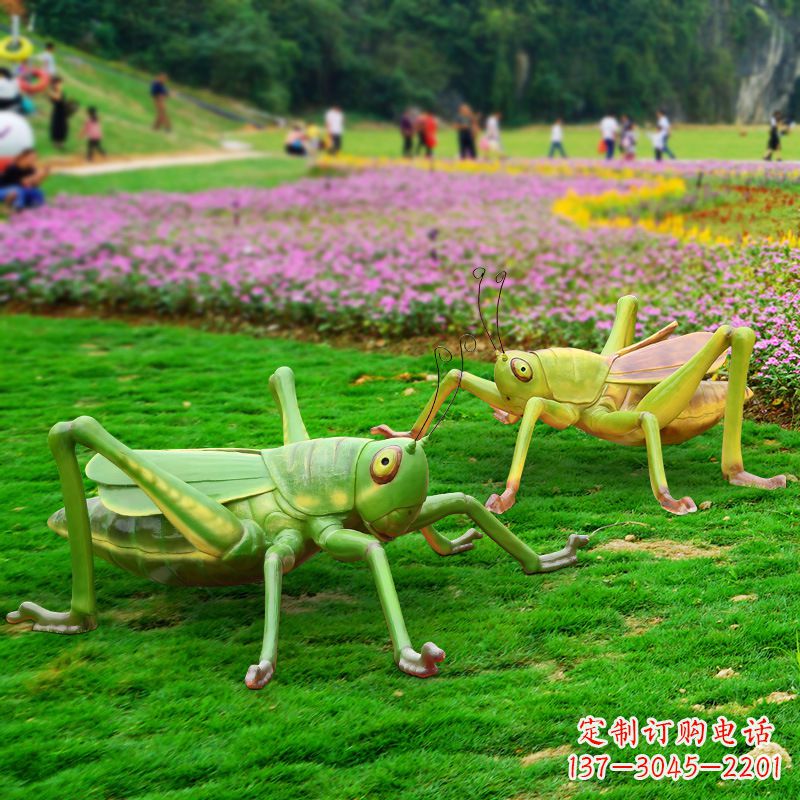 烟台仿真蝗虫蚂蚱草坪草丛动物雕塑摆件