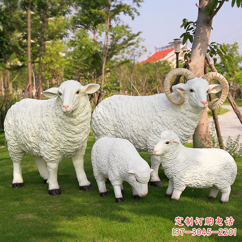 烟台仿真绵羊雕塑-农家院庭院仿真动物摆件