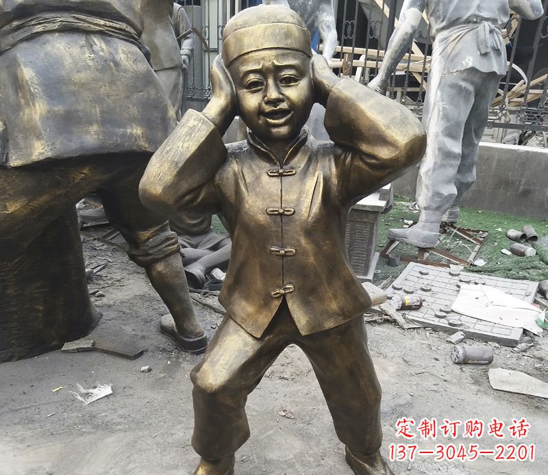烟台儿童放鞭炮铜雕
