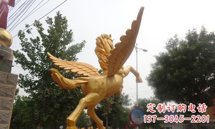 烟台飞马广场景观动物铜雕