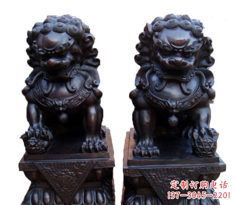 烟台风水纯铜故宫狮子摆件铜雕塑