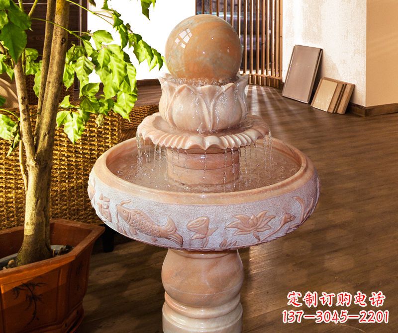 烟台浑然天成的风水球石雕