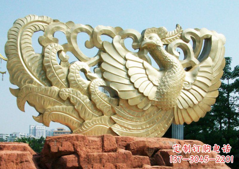 烟台凤凰古代神兽铜雕