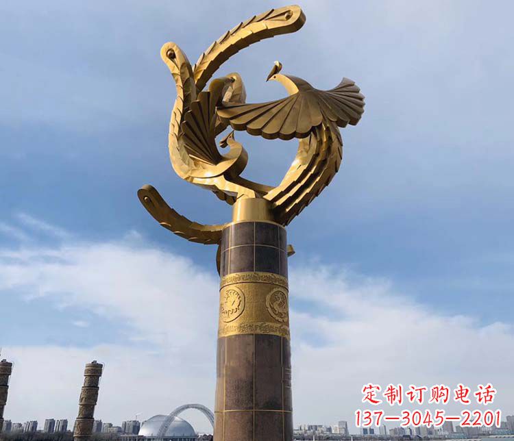 烟台凤凰华表铜雕