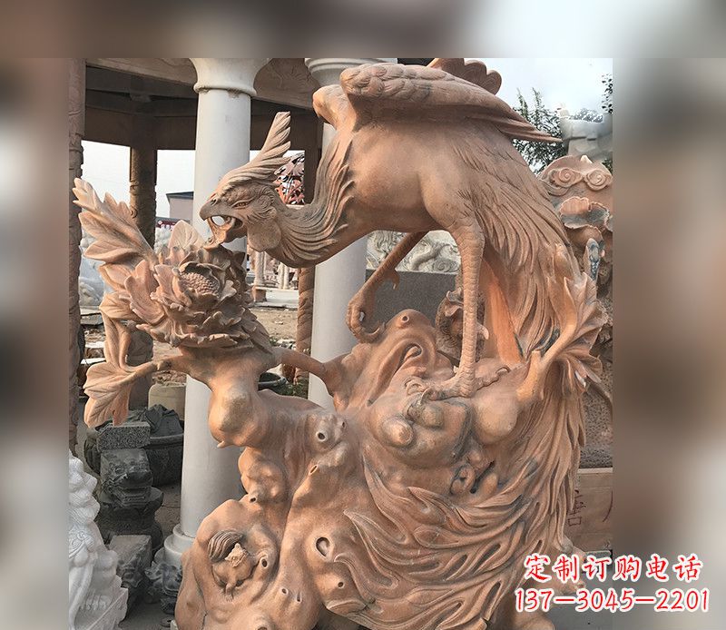 烟台凤凰牡丹石雕
