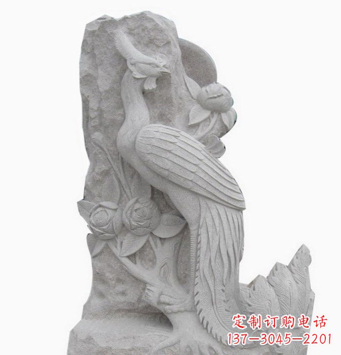 烟台凤凰牡丹石雕222