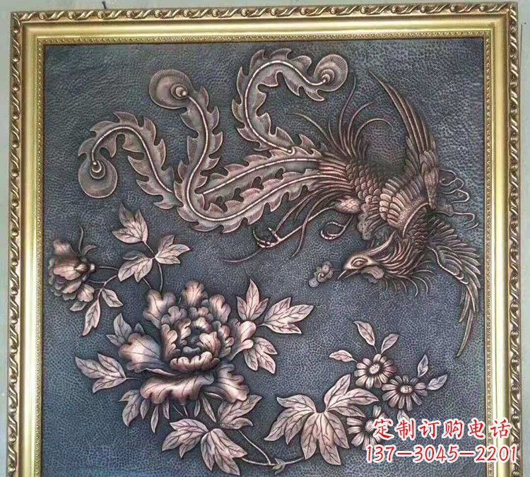 烟台凤凰牡丹铜浮雕