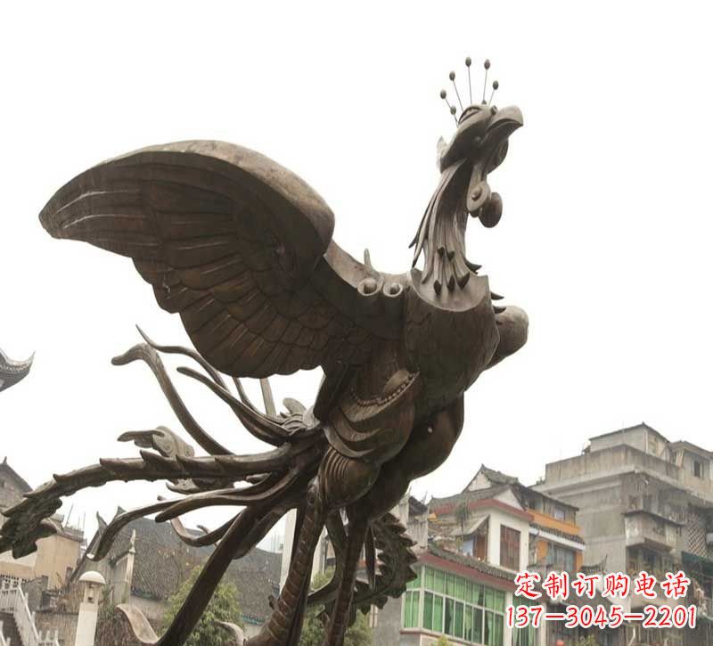 烟台凤凰展翅铜雕
