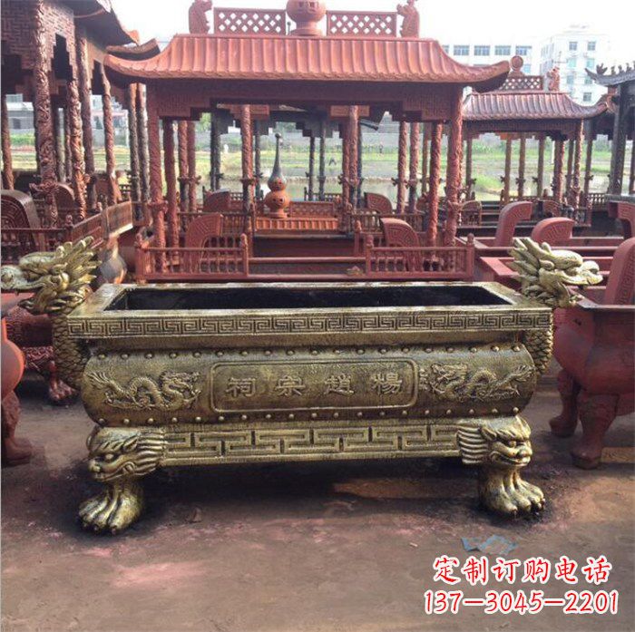 烟台浮雕麒麟铜香炉