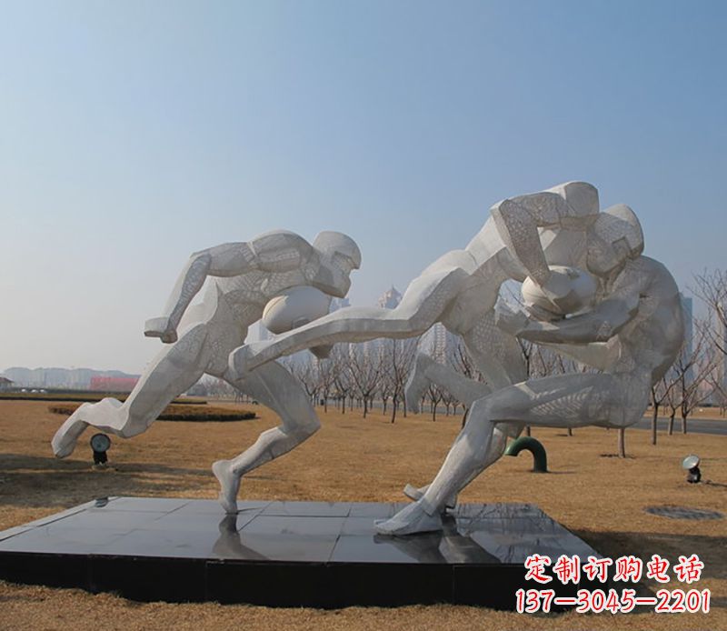 烟台不锈钢橄榄球体育雕塑