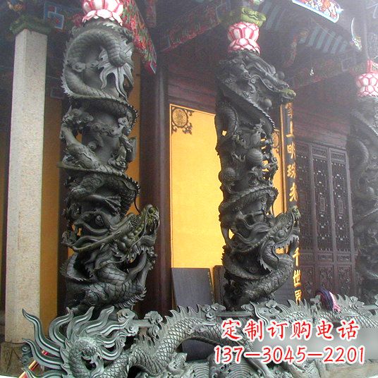 烟台高浮雕铜雕盘龙柱