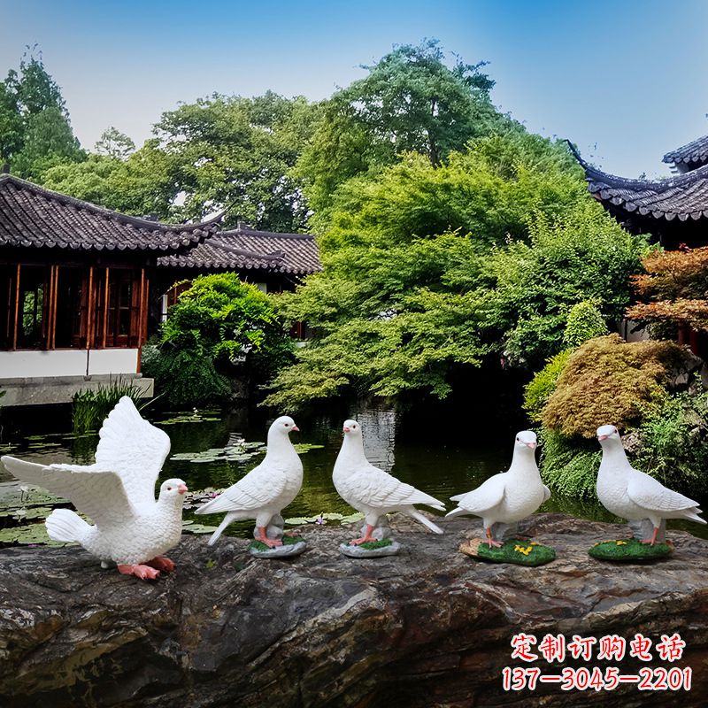 烟台令人惊艳的鸽子雕塑