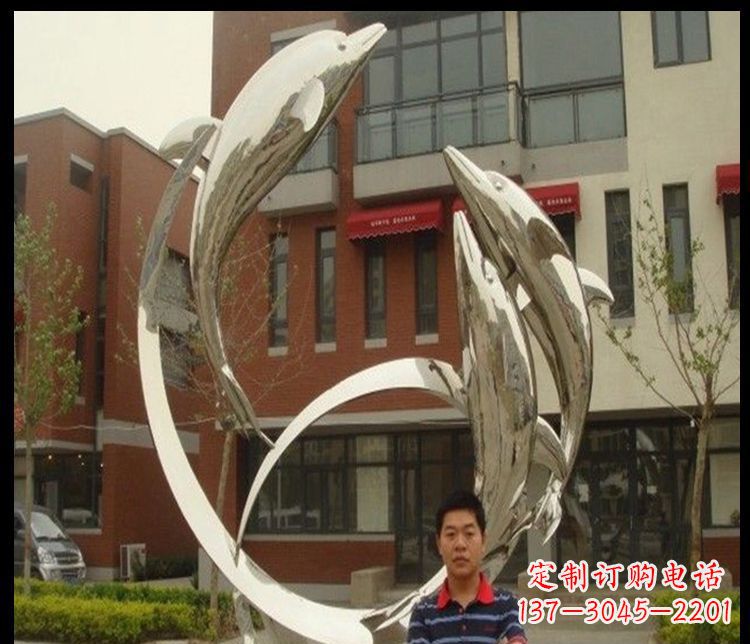 烟台精细不锈钢海豚雕塑