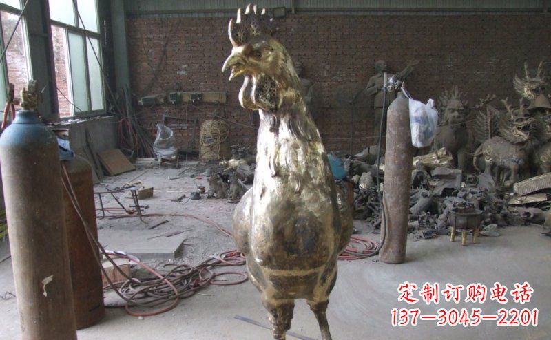 烟台公鸡铸铜动物铜雕