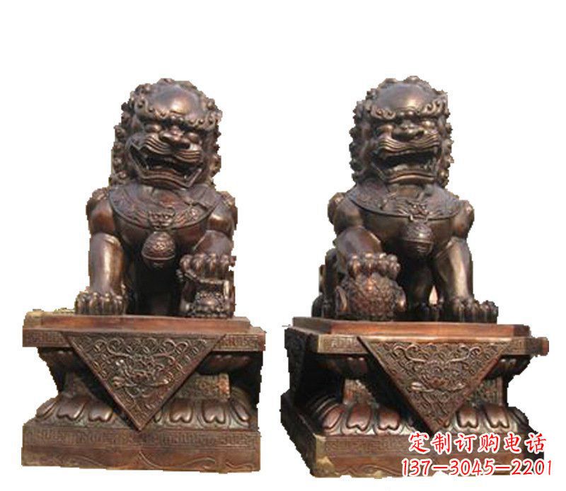 烟台公司汇丰狮子铜雕塑摆件 (2)