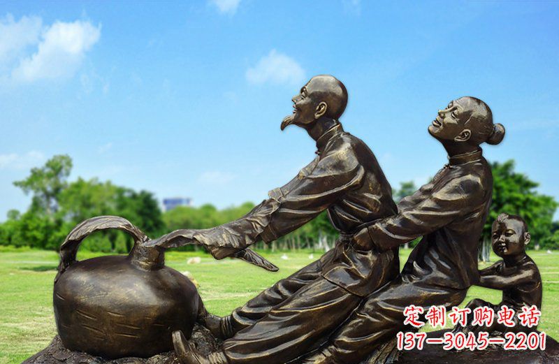 烟台和谐之美,铜雕萝卜雕塑