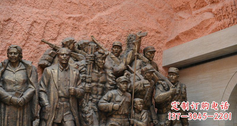 烟台公园白求恩与八路军景观铜雕