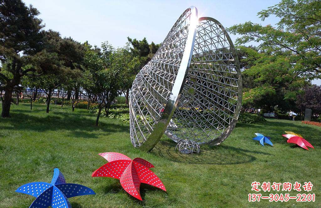 烟台精美不锈钢贝壳海星景观雕塑