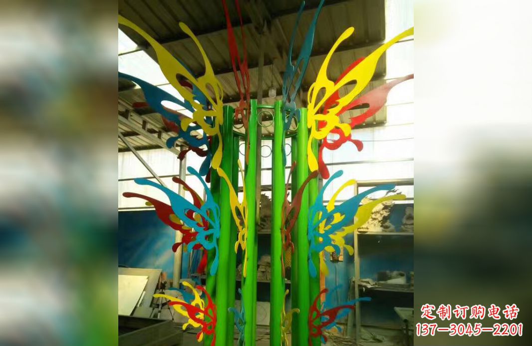 烟台精致的不锈钢抽象蝴蝶景观雕塑