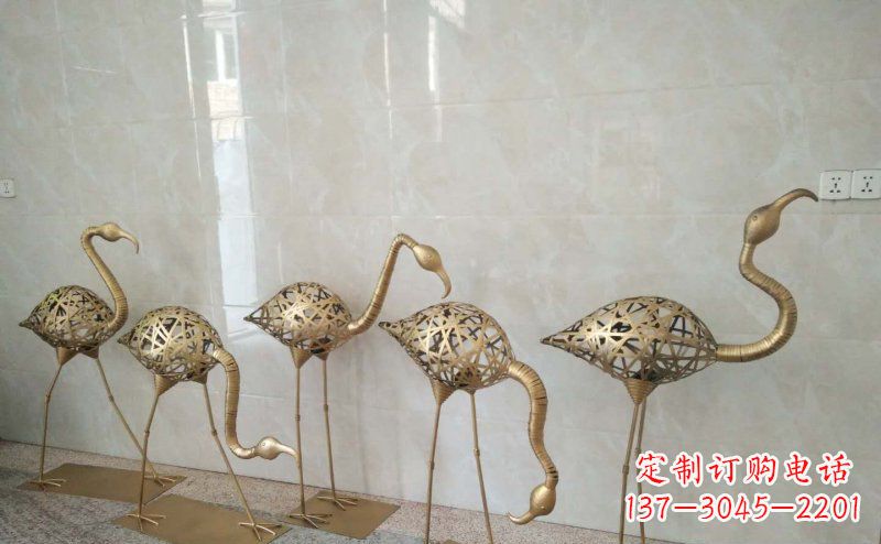 烟台不锈钢抽象火烈鸟动物雕塑