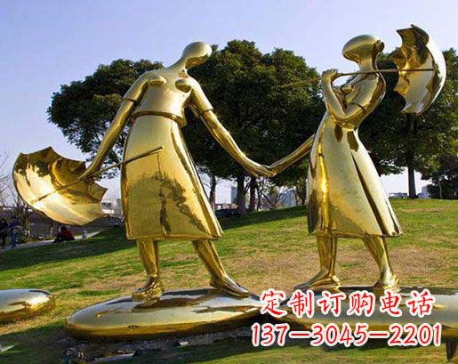 烟台长伴相守,情缘两生——不锈钢抽象情侣雕塑