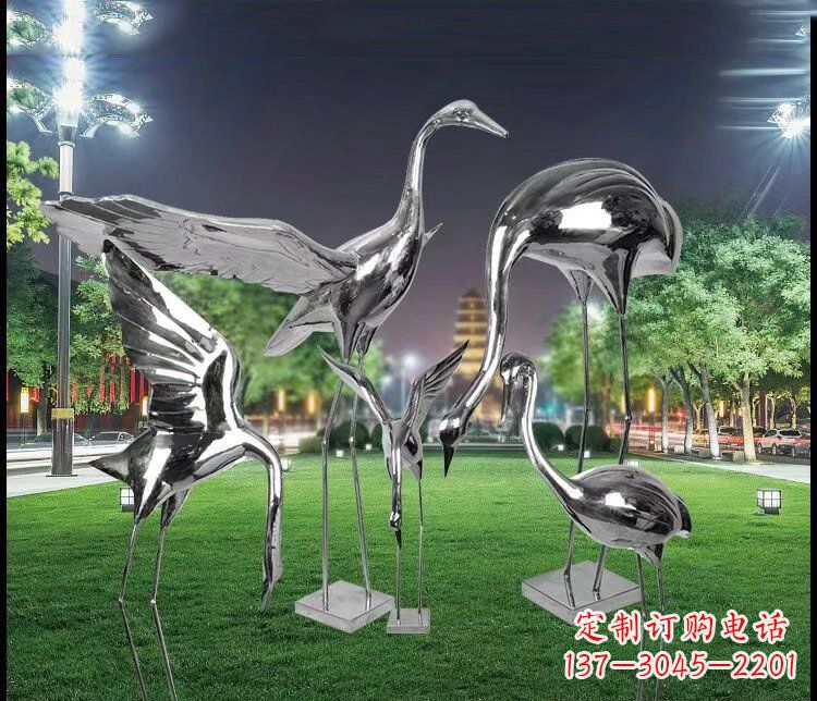 烟台大型不锈钢仙鹤雕塑