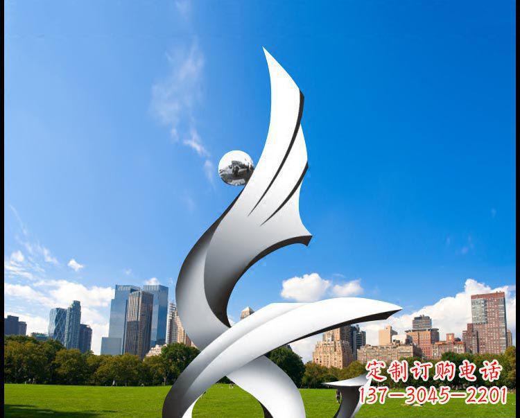 烟台公园不锈钢创意凤凰雕塑