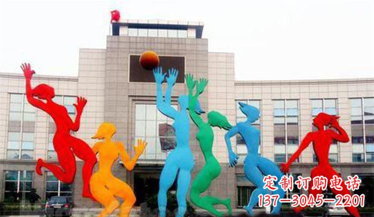 烟台激情运动的写照不锈钢女孩打篮球雕塑