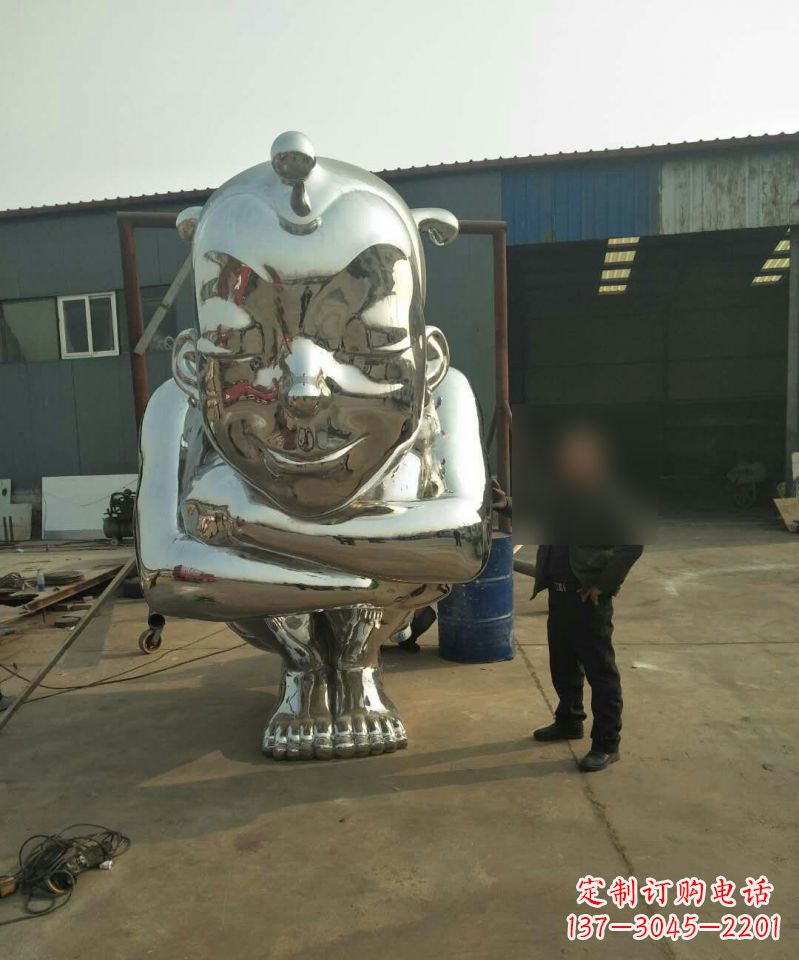 烟台大型不锈钢蹲着的儿童雕塑