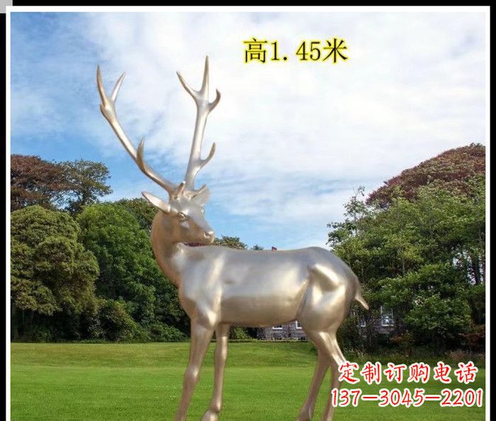烟台高端室外不锈钢巨型动物鹿雕塑