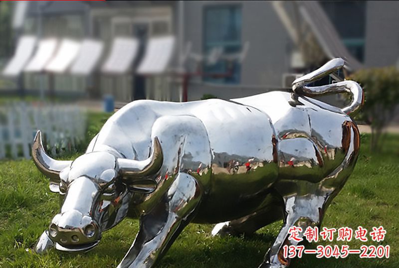 烟台精致美观的高端不锈钢动物牛雕塑